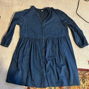 Old Navy denim dress with poofy long sleeve.